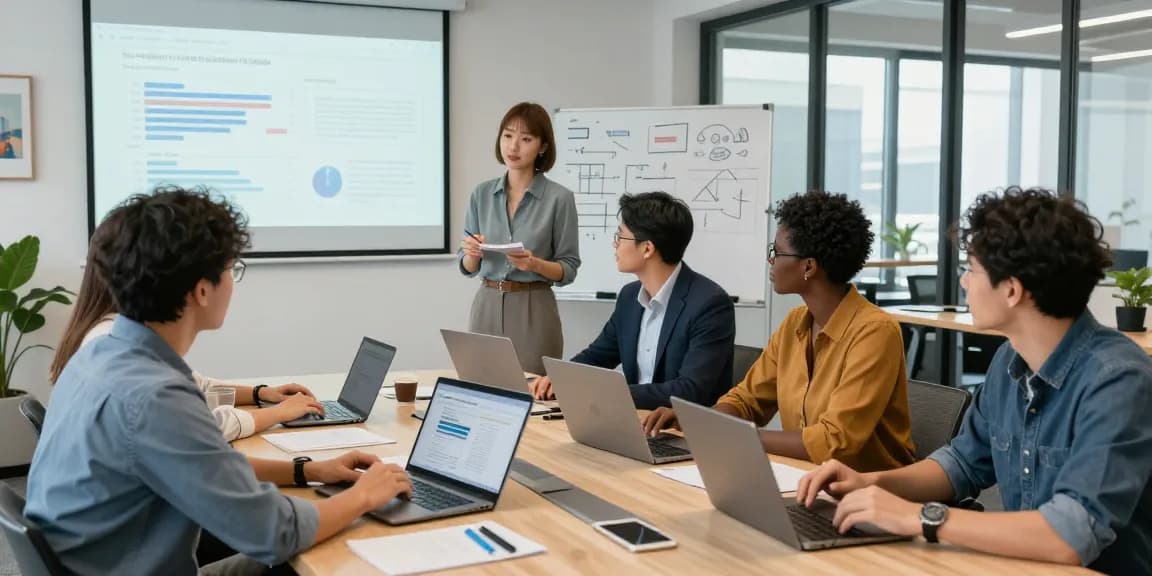 Diskussion über toxischen Chef im modernen Büro mit Team, das Feedback analysiert