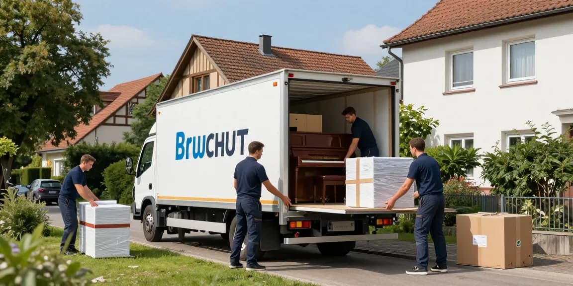 Umzugsunternehmen Bruchsal, professionelle Umzugshelfer beim effizienten Packen von Möbeln in einen Truck.